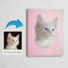 Classic Custom Cat Portrait - Pink pet portrait on canvas from photo 1 photo to classic cat portrait canvas pink
