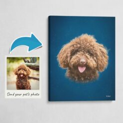 Classic Custom Dog Portrait -  Dark Blue pet portrait on canvas from photo