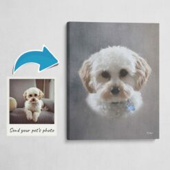 Classic Custom Dog Portrait -  Grey pet portrait on canvas from photo