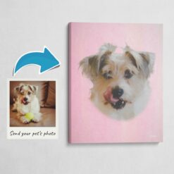 Classic Custom Dog Portrait -  Pink pet portrait on canvas from photo