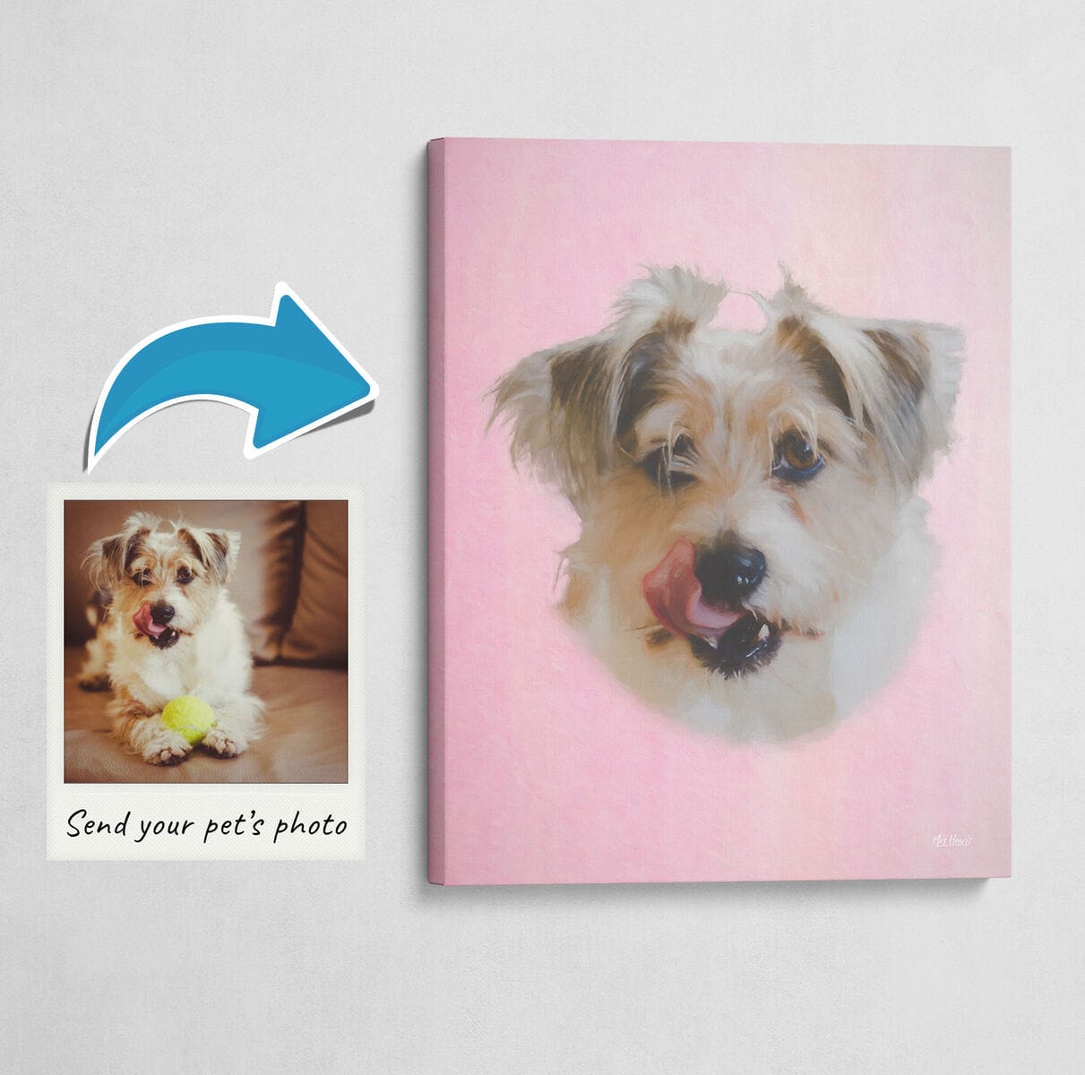 Classic Custom Dog Portrait - Pink pet portrait on canvas from photo 3 Classic Custom Dog Portrait - Pink pet portrait on canvas from photo