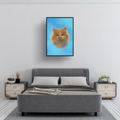 Blue Custom Classic Cat Portrait Painting - Framed & Un-framed Pet print from photo 19 classic pet portraits cat blue print bedroom