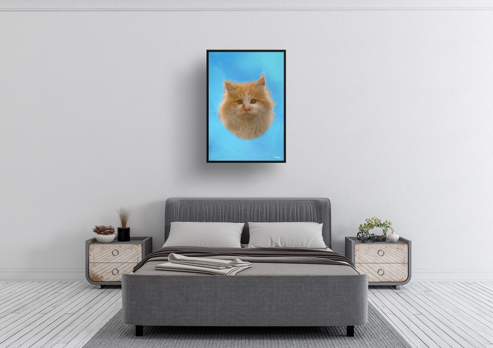 Blue Custom Classic Cat Portrait Painting - Framed & Un-framed Pet print from photo 11 Blue Custom Classic Cat Portrait Painting - Framed & Un-framed Pet print from photo - Image 9
