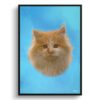 Blue Custom Classic Cat Portrait Painting - Framed & Un-framed Pet print from photo 1 classic pet portraits cat blue print front view white