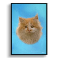 Blue Custom Classic Cat Portrait Painting -  Framed & Un-framed Pet print from photo