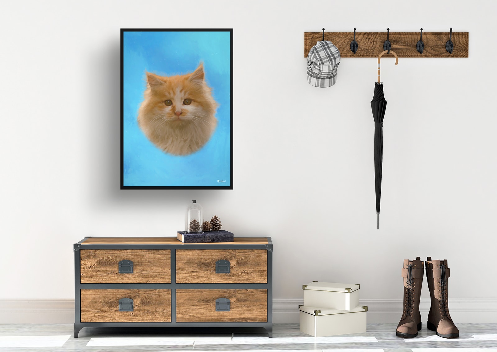Blue Custom Classic Cat Portrait Painting - Framed & Un-framed Pet print from photo 9 Blue Custom Classic Cat Portrait Painting - Framed & Un-framed Pet print from photo - Image 7