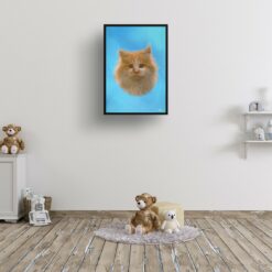 Blue Custom Classic Cat Portrait Painting - Framed & Un-framed Pet print from photo 16 classic pet portraits cat blue print kids room