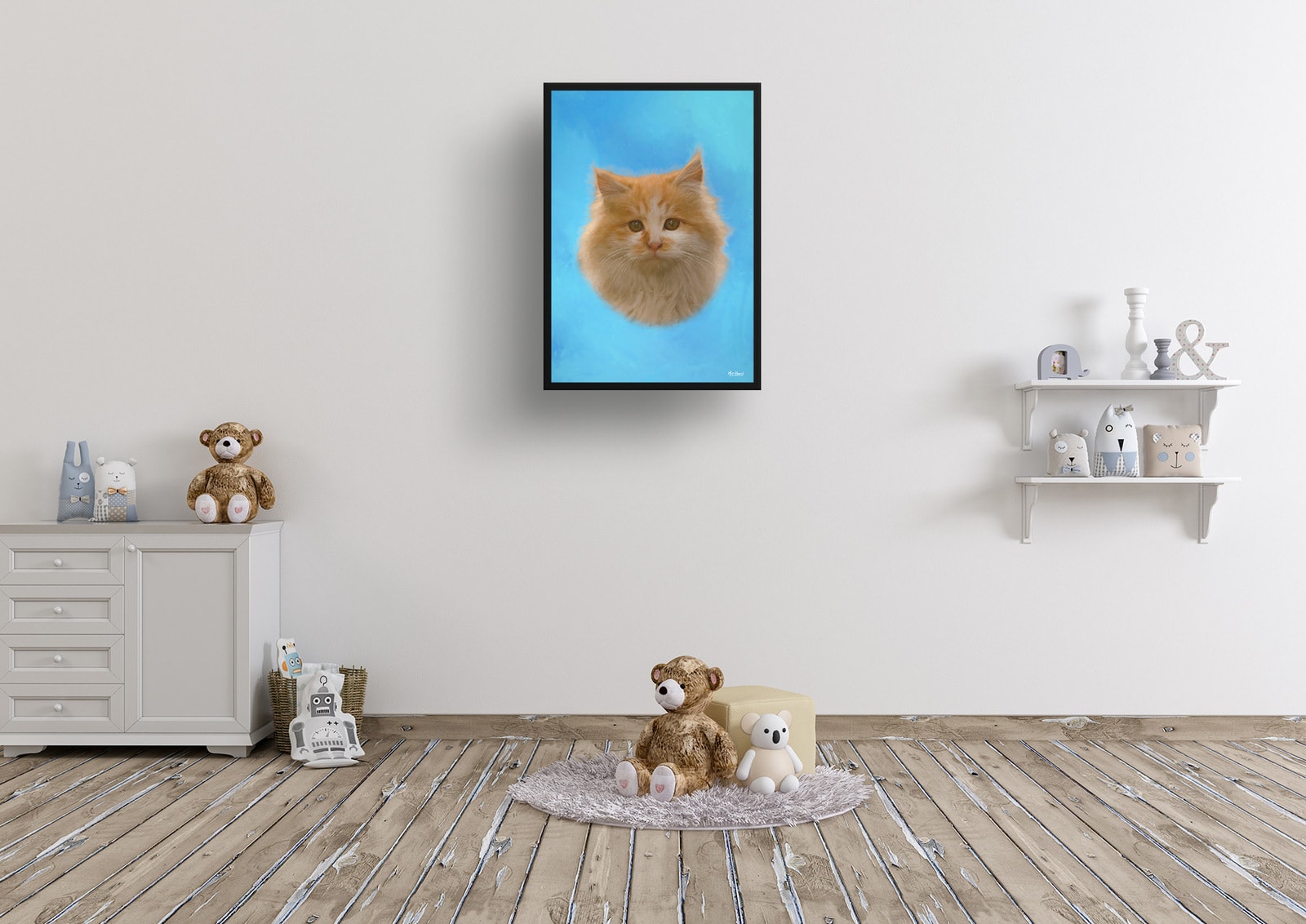 Blue Custom Classic Cat Portrait Painting - Framed & Un-framed Pet print from photo 8 Blue Custom Classic Cat Portrait Painting - Framed & Un-framed Pet print from photo - Image 6