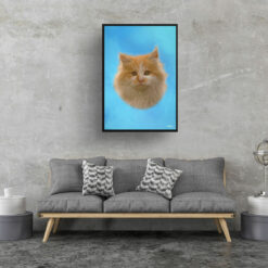 Blue Custom Classic Cat Portrait Painting - Framed & Un-framed Pet print from photo 15 classic pet portraits cat blue print living room