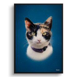 Dark Blue Custom Classic Cat Portrait Painting -  Framed & Un-framed Pet print from photo
