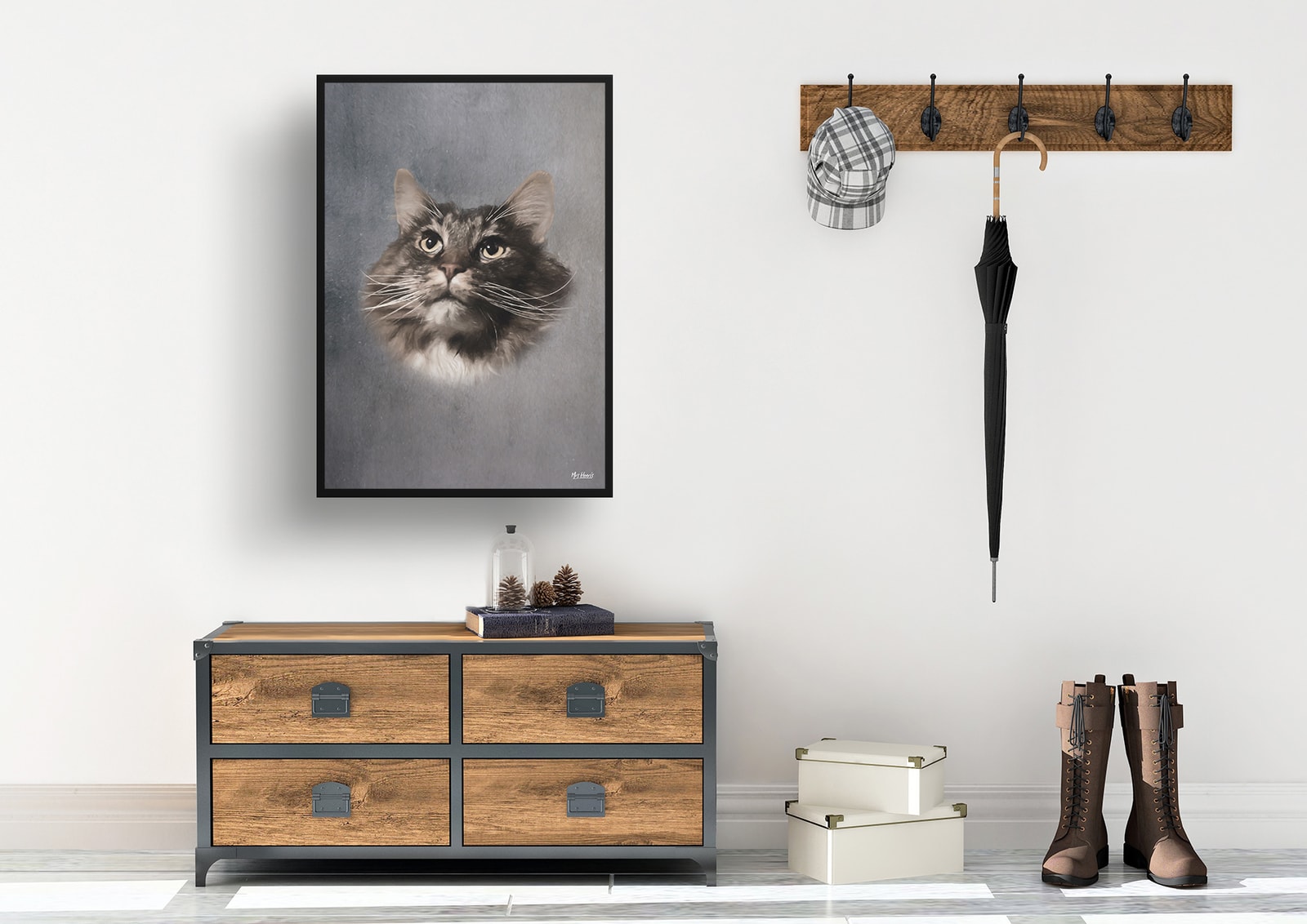 Grey Custom Classic Cat Portrait Painting - Framed & Un-framed Pet print from photo 8 Grey Custom Classic Cat Portrait Painting - Framed & Un-framed Pet print from photo - Image 7