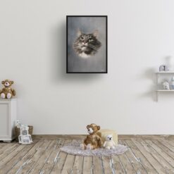 Grey Custom Classic Cat Portrait Painting - Framed & Un-framed Pet print from photo 15 classic pet portraits cat grey print kids room