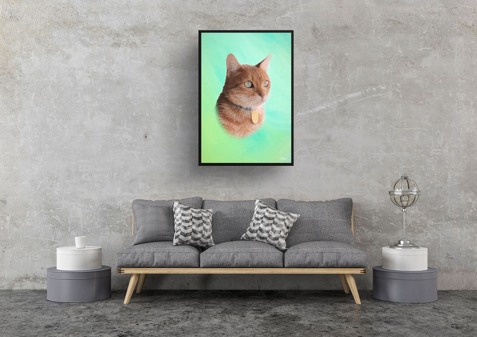 Lagoon Custom Classic Cat Portrait Painting - Framed & Un-framed Pet print from photo 7 Lagoon Custom Classic Cat Portrait Painting - Framed & Un-framed Pet print from photo - Image 5