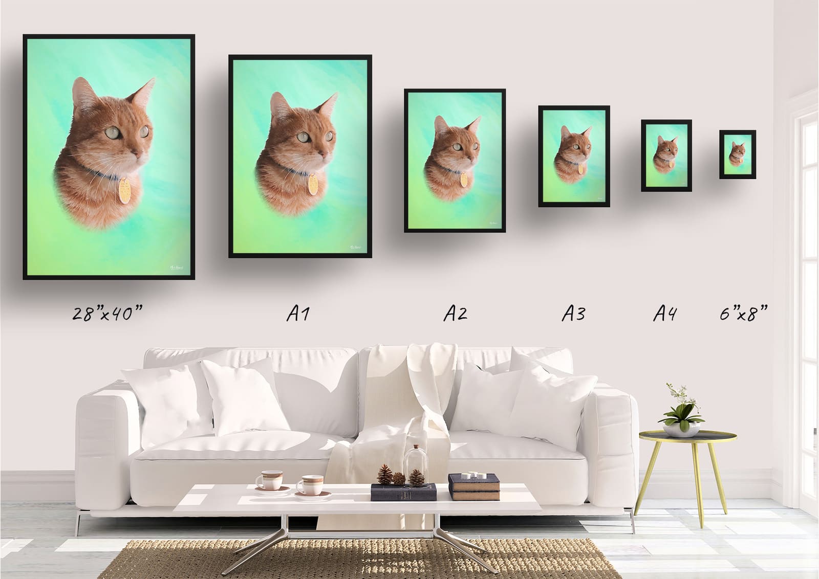 Lagoon Custom Classic Cat Portrait Painting - Framed & Un-framed Pet print from photo 5 Lagoon Custom Classic Cat Portrait Painting - Framed & Un-framed Pet print from photo - Image 3