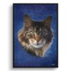 Night Sky Custom Classic Cat Portrait Painting - Framed & Un-framed Pet print from photo 2 classic pet portraits cat night sky print front view white