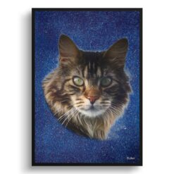 Night Sky Custom Classic Cat Portrait Painting -  Framed & Un-framed Pet print from photo