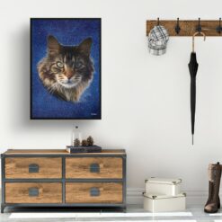 Night Sky Custom Classic Cat Portrait Painting - Framed & Un-framed Pet print from photo 17 classic pet portraits cat night sky print hall