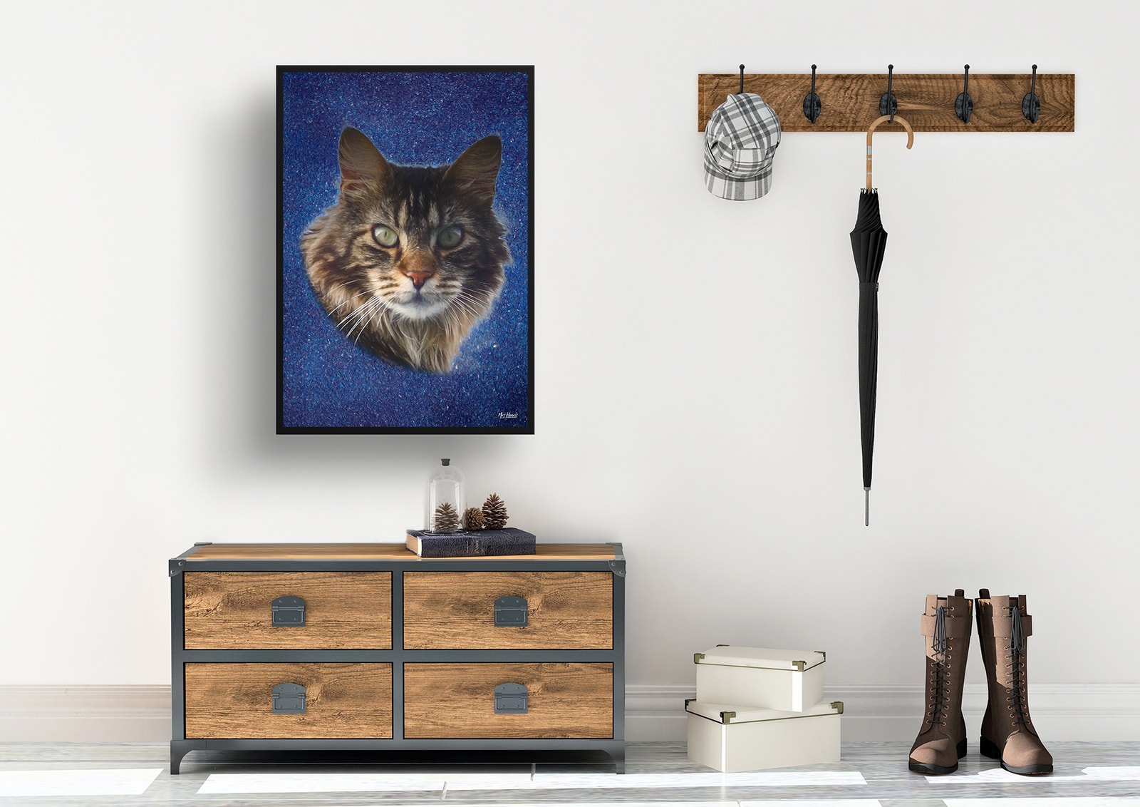Night Sky Custom Classic Cat Portrait Painting - Framed & Un-framed Pet print from photo 9 Night Sky Custom Classic Cat Portrait Painting - Framed & Un-framed Pet print from photo - Image 7