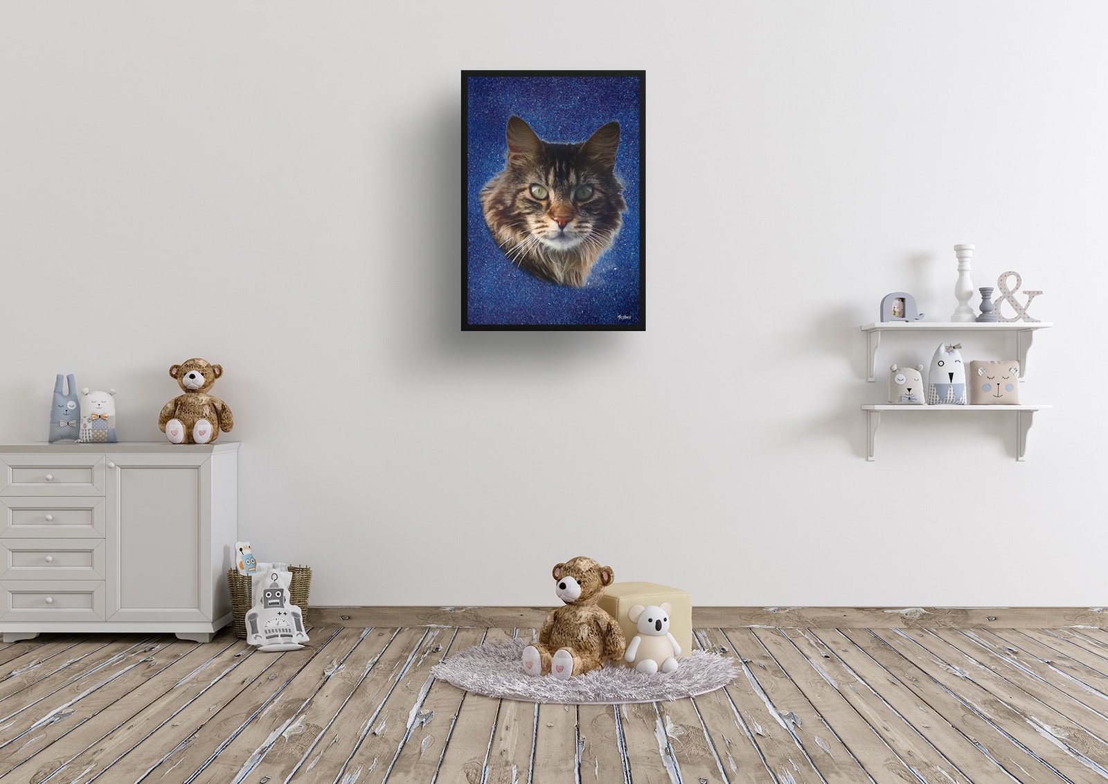 Night Sky Custom Classic Cat Portrait Painting - Framed & Un-framed Pet print from photo 8 Night Sky Custom Classic Cat Portrait Painting - Framed & Un-framed Pet print from photo - Image 6