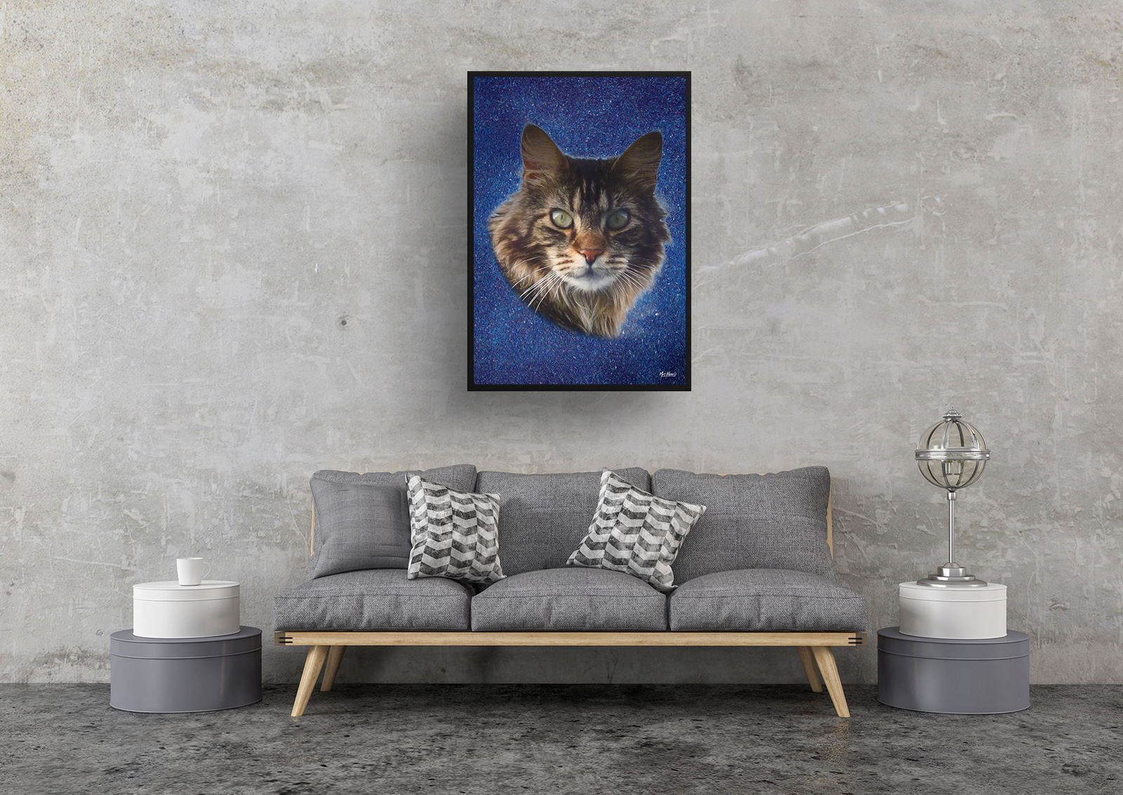 Night Sky Custom Classic Cat Portrait Painting - Framed & Un-framed Pet print from photo 7 Night Sky Custom Classic Cat Portrait Painting - Framed & Un-framed Pet print from photo - Image 5