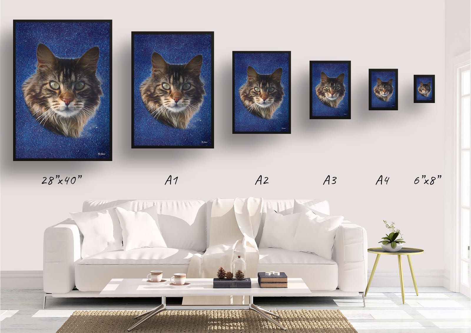Night Sky Custom Classic Cat Portrait Painting - Framed & Un-framed Pet print from photo 5 Night Sky Custom Classic Cat Portrait Painting - Framed & Un-framed Pet print from photo - Image 3