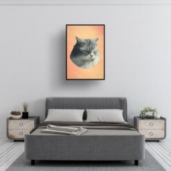 Peach Custom Classic Cat Portrait Painting - Framed & Un-framed Pet print from photo 19 classic pet portraits cat peach print bedroom