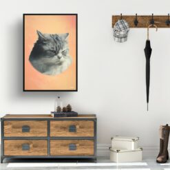 Peach Custom Classic Cat Portrait Painting - Framed & Un-framed Pet print from photo 17 classic pet portraits cat peach print hall