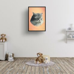 Peach Custom Classic Cat Portrait Painting - Framed & Un-framed Pet print from photo 16 classic pet portraits cat peach print kids room