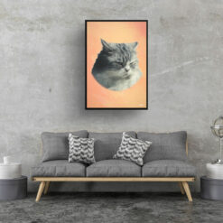 Peach Custom Classic Cat Portrait Painting - Framed & Un-framed Pet print from photo 15 classic pet portraits cat peach print living room