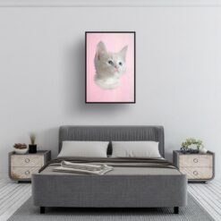 classic pet portraits cat pink print bedroom