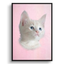 Pink Custom Classic Cat Portrait Painting -  Framed & Un-framed Pet print from photo