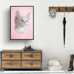 classic pet portraits cat pink print hall