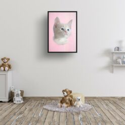 classic pet portraits cat pink print kids room