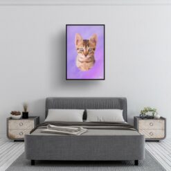 Purple Custom Classic Cat Portrait Painting - Framed & Un-framed Pet print from photo 19 classic pet portraits cat purple print bedroom
