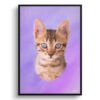 Purple Custom Classic Cat Portrait Painting - Framed & Un-framed Pet print from photo 1 classic pet portraits cat purple print front view white