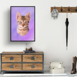 Purple Custom Classic Cat Portrait Painting - Framed & Un-framed Pet print from photo 17 classic pet portraits cat purple print hall