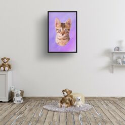 Purple Custom Classic Cat Portrait Painting - Framed & Un-framed Pet print from photo 16 classic pet portraits cat purple print kids room