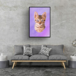Purple Custom Classic Cat Portrait Painting - Framed & Un-framed Pet print from photo 15 classic pet portraits cat purple print living room