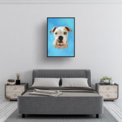 Blue Custom Classic Dog Portrait Painting - Framed & Un-framed Pet print from photo 19 classic pet portraits dog blue print bedroom