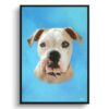 Blue Custom Classic Dog Portrait Painting - Framed & Un-framed Pet print from photo 2 classic pet portraits dog blue print front view white