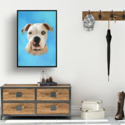 Blue Custom Classic Dog Portrait Painting - Framed & Un-framed Pet print from photo 17 classic pet portraits dog blue print hall
