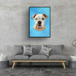 Blue Custom Classic Dog Portrait Painting - Framed & Un-framed Pet print from photo 15 classic pet portraits dog blue print living room