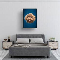 Dark Blue Custom Classic Dog Portrait Painting - Framed & Un-framed Pet print from photo 17 classic pet portraits dog dark blue print bedroom