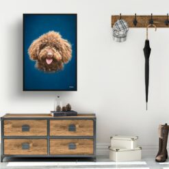 Dark Blue Custom Classic Dog Portrait Painting - Framed & Un-framed Pet print from photo 15 classic pet portraits dog dark blue print hall