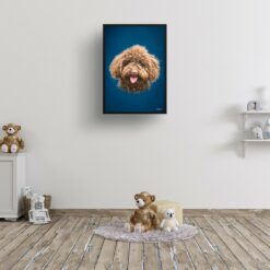 Dark Blue Custom Classic Dog Portrait Painting - Framed & Un-framed Pet print from photo 14 classic pet portraits dog dark blue print kids room