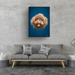 Dark Blue Custom Classic Dog Portrait Painting - Framed & Un-framed Pet print from photo 13 classic pet portraits dog dark blue print living room