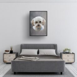 classic pet portraits dog grey print bedroom
