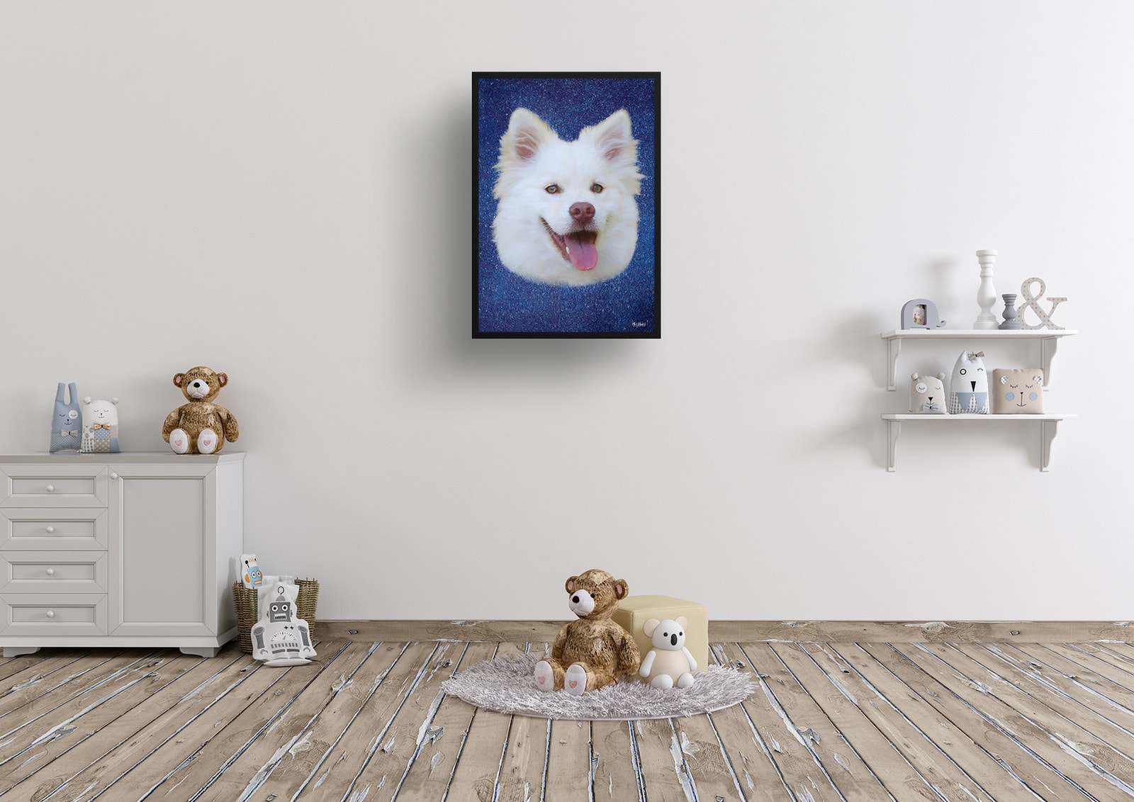 Night Sky Custom Classic Dog Portrait Painting - Framed & Un-framed Pet print from photo 8 Night Sky Custom Classic Dog Portrait Painting - Framed & Un-framed Pet print from photo - Image 6