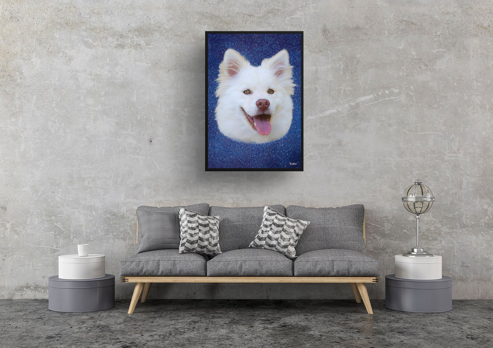 Night Sky Custom Classic Dog Portrait Painting - Framed & Un-framed Pet print from photo 7 Night Sky Custom Classic Dog Portrait Painting - Framed & Un-framed Pet print from photo - Image 5