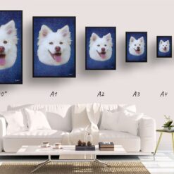 Night Sky Custom Classic Dog Portrait Painting - Framed & Un-framed Pet print from photo 13 classic pet portraits dog night sky print size comparison